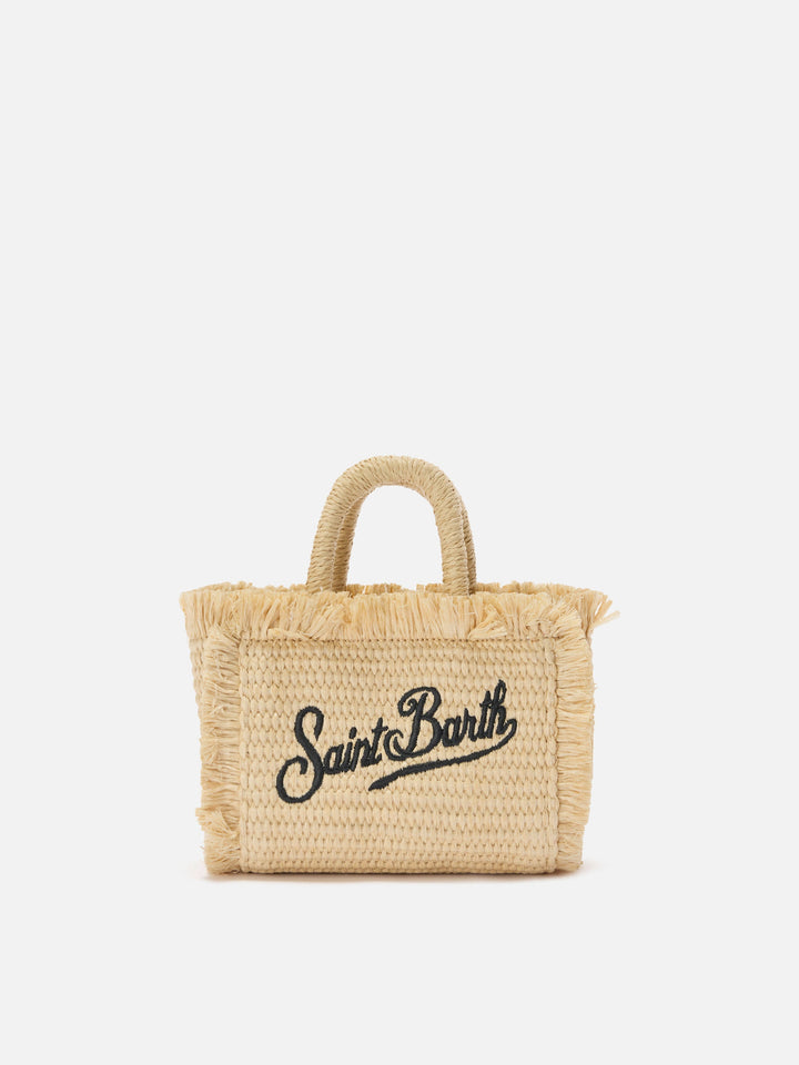 Micro Vanity Bag in Straw Effect with Blue Accents