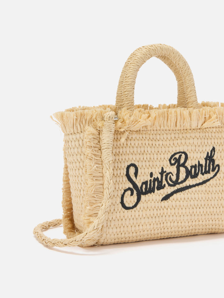 Micro Vanity Bag in Straw Effect with Blue Accents
