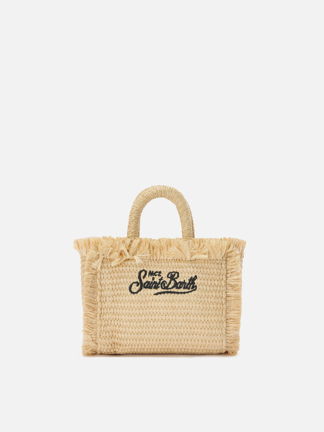 Micro Vanity Bag in Straw Effect with Blue Accents