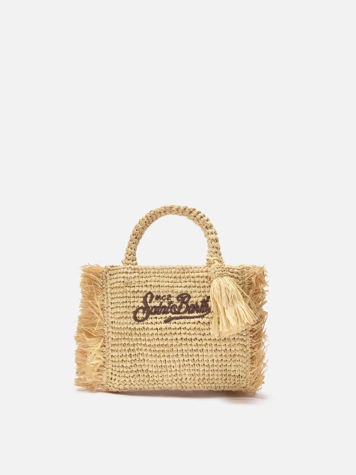 Mini Vanity Bag in Raffia with Side Fringes