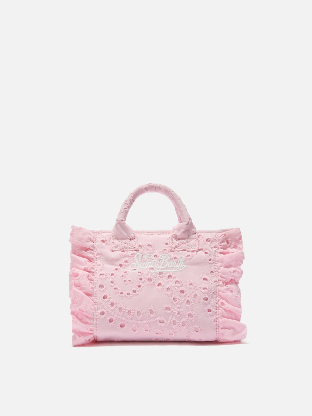 Mini Vanity Bag with Ruffled Cotton in Pink Sangallo