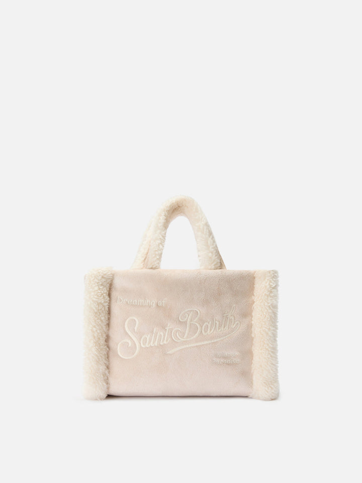 Beige Mini Shearling Vanity Bag