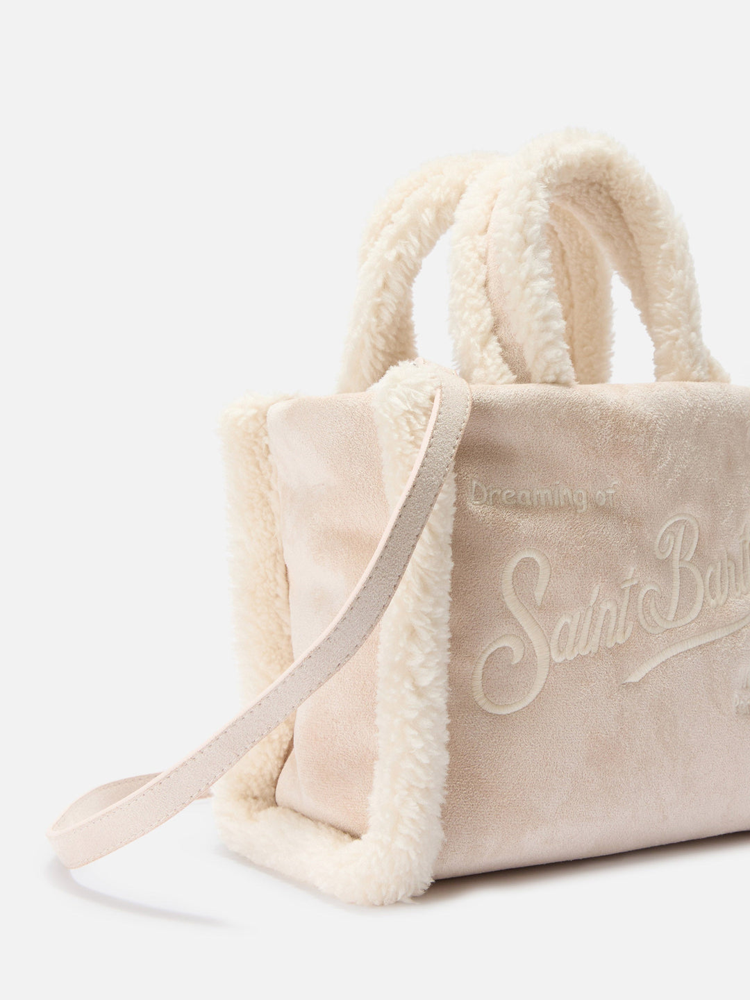 Beige Mini Shearling Vanity Bag