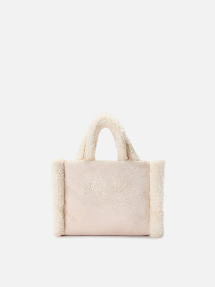 Beige Mini Shearling Vanity Bag