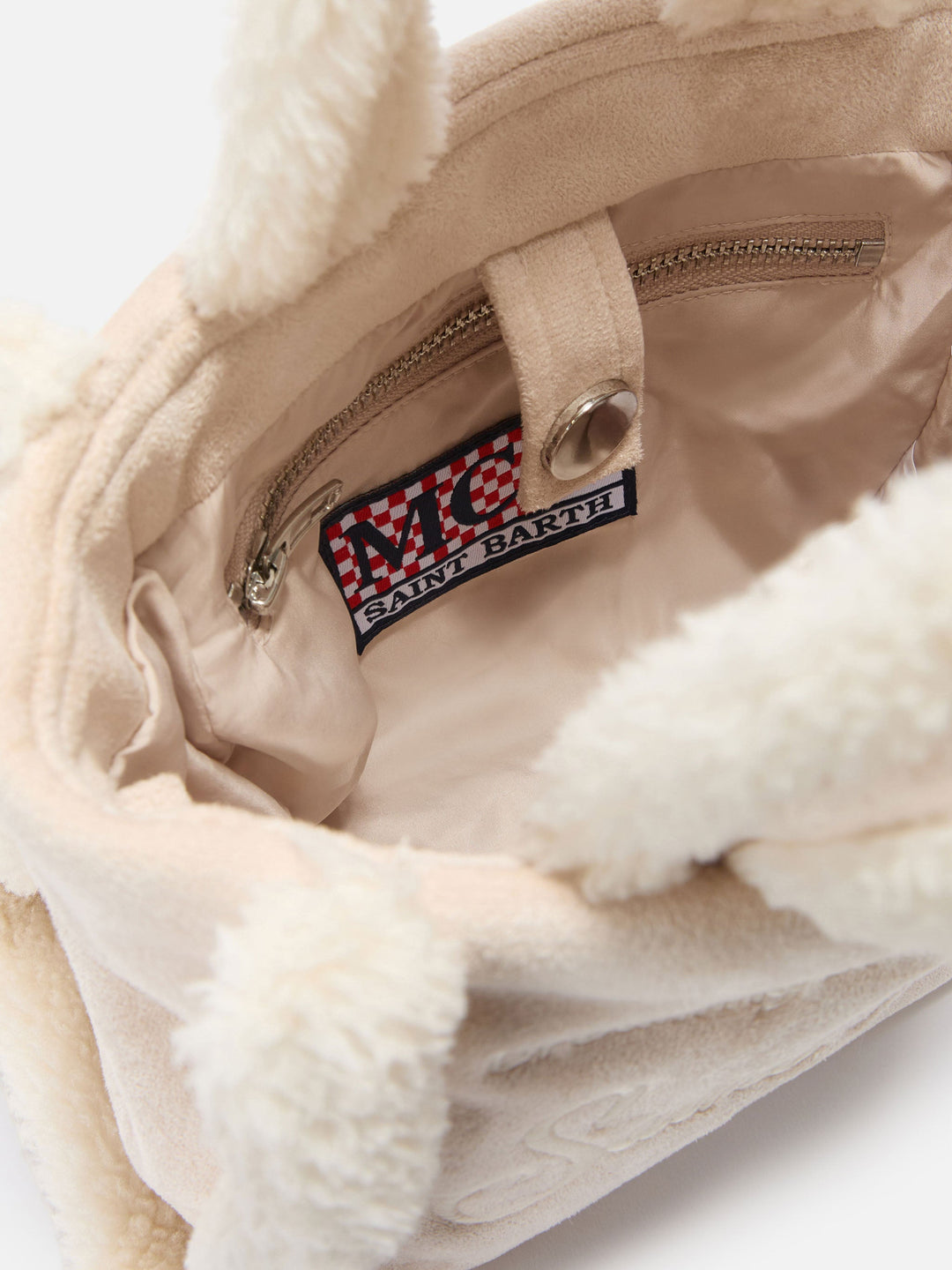Beige Mini Shearling Vanity Bag