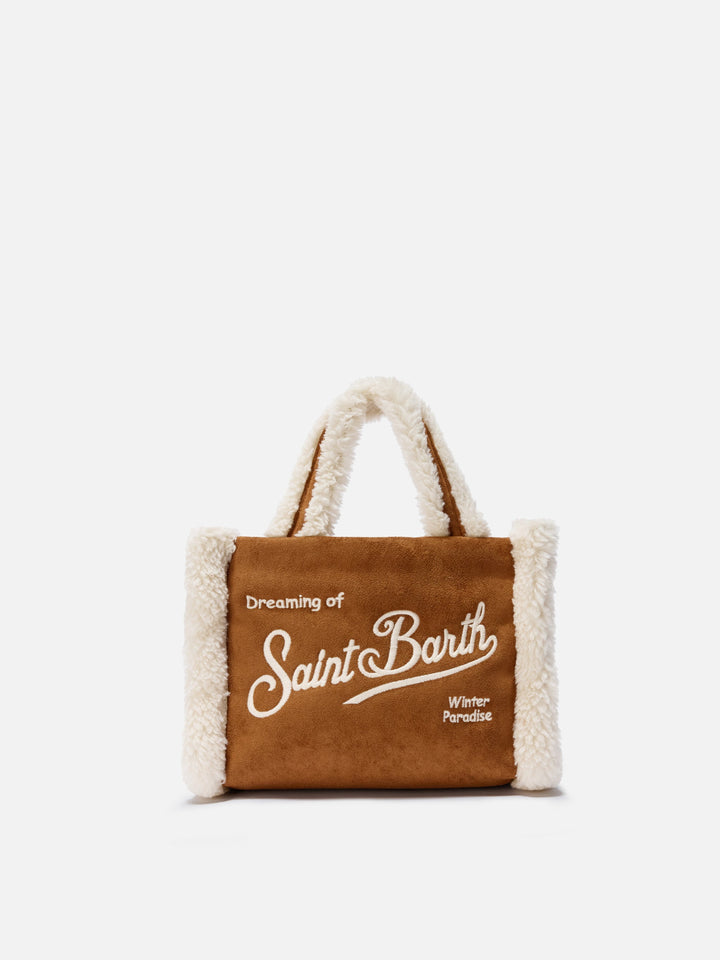 Mini Borsa a Mano Vanity in Morbido Shearling Cammello