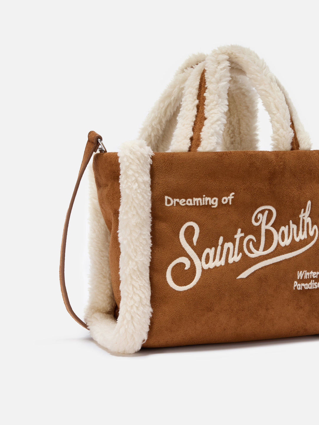 Mini Borsa a Mano Vanity in Morbido Shearling Cammello