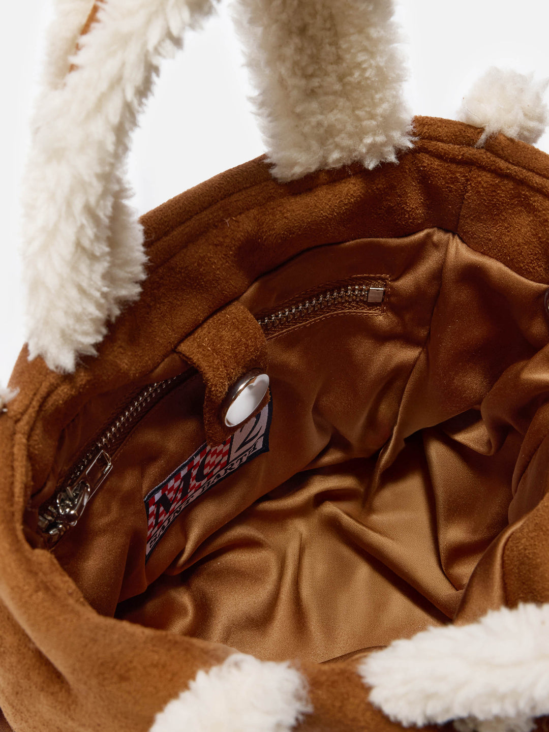 Mini Borsa a Mano Vanity in Morbido Shearling Cammello