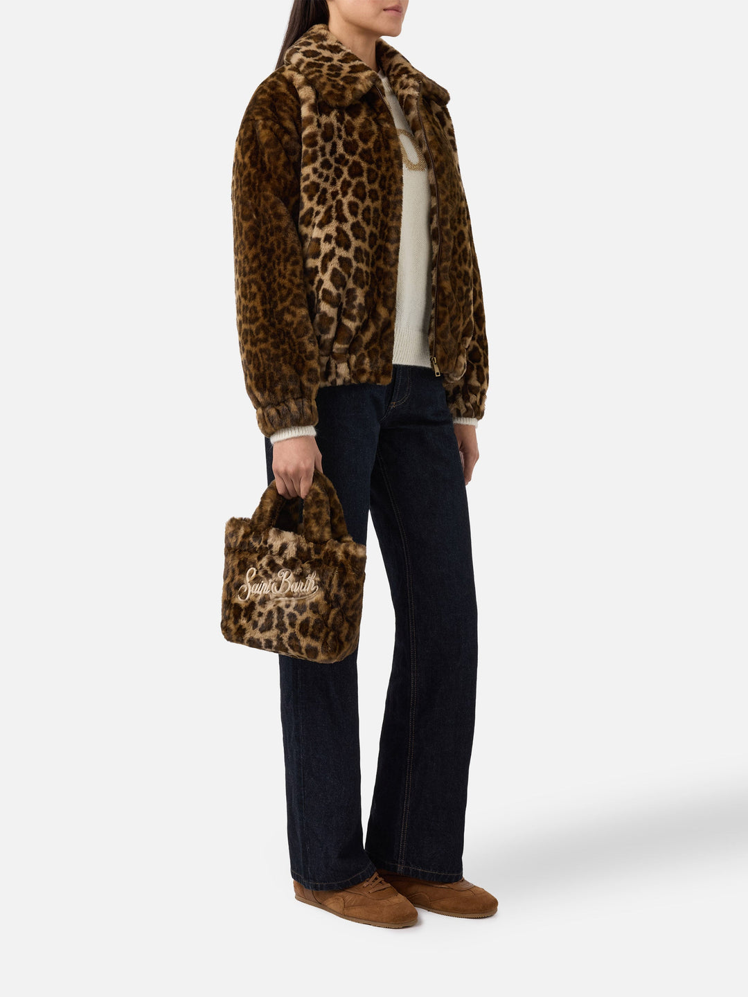 Mini Borsa Soft Vanity in Pelliccia Sintetica Leopardata