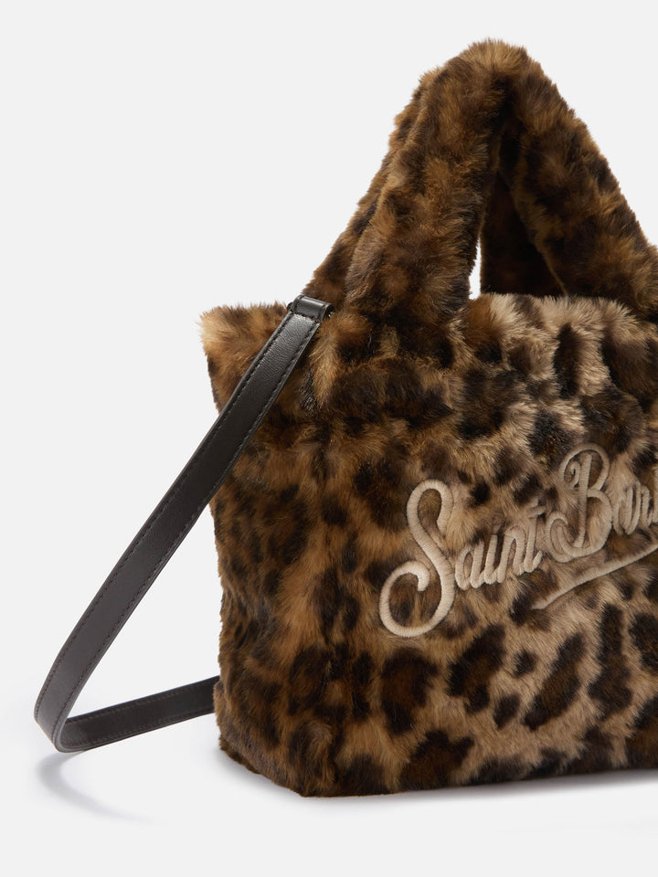 Mini Borsa Soft Vanity in Pelliccia Sintetica Leopardata
