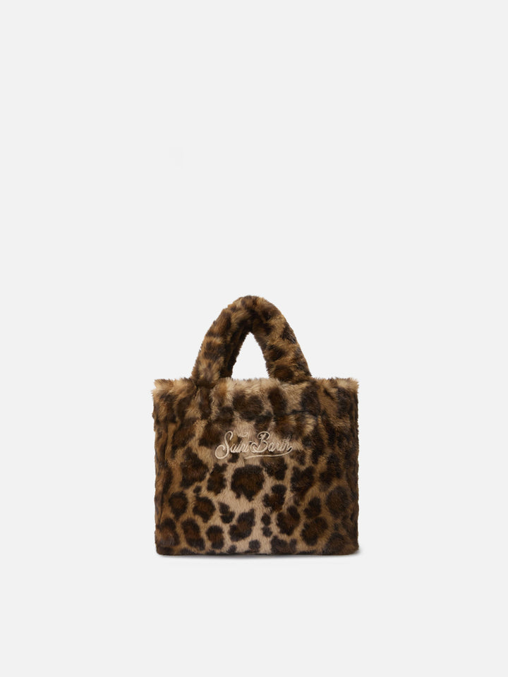 Mini Borsa Soft Vanity in Pelliccia Sintetica Leopardata