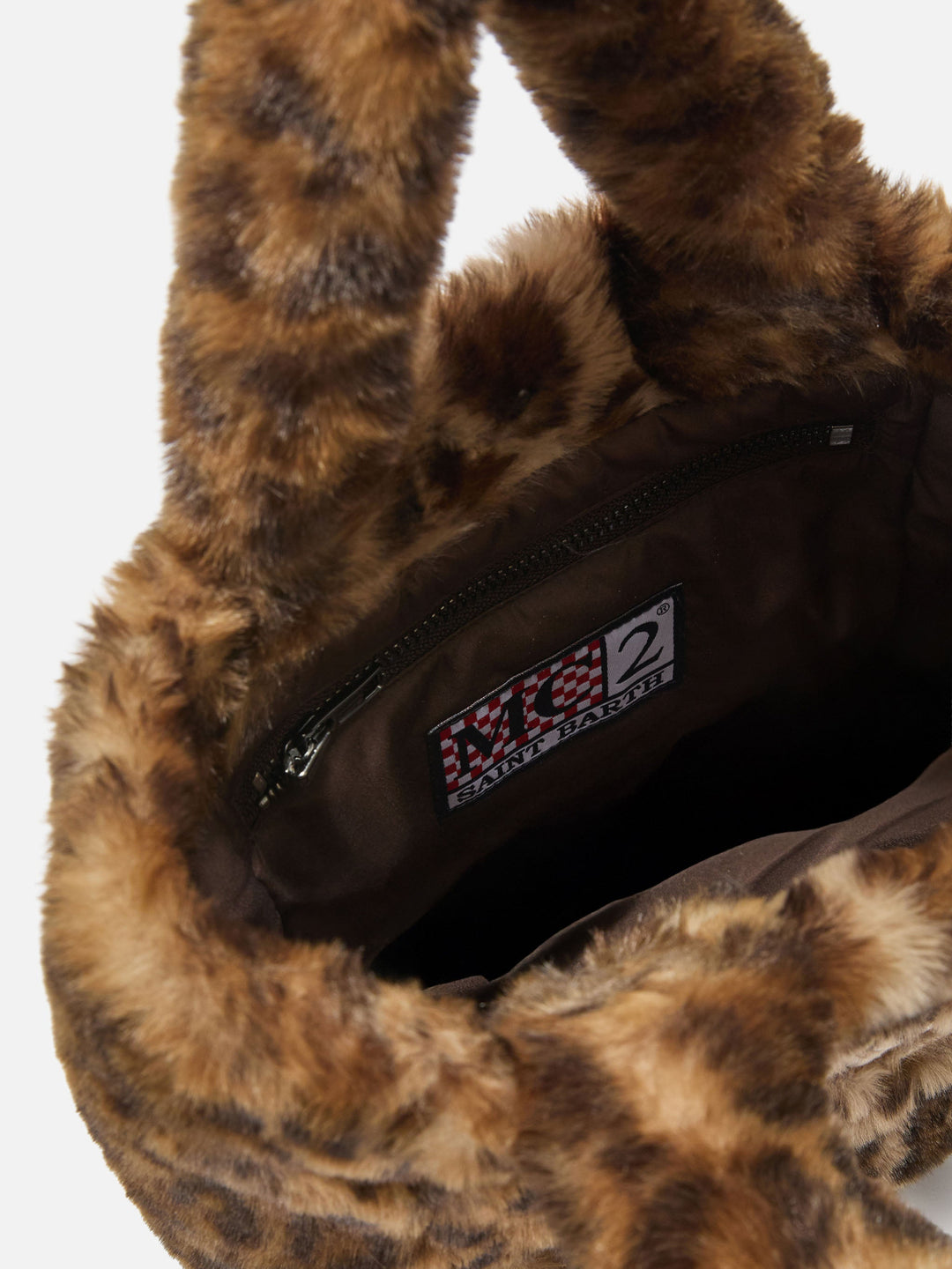Mini Borsa Soft Vanity in Pelliccia Sintetica Leopardata