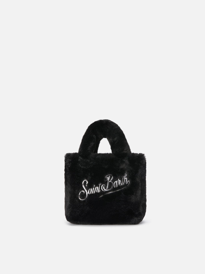 Mini Borsa Soft Vanity in Pelliccia Sintetica Nera