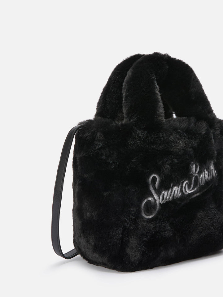 Mini Borsa Soft Vanity in Pelliccia Sintetica Nera