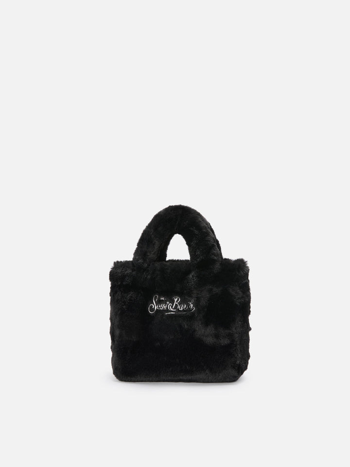 Mini Borsa Soft Vanity in Pelliccia Sintetica Nera