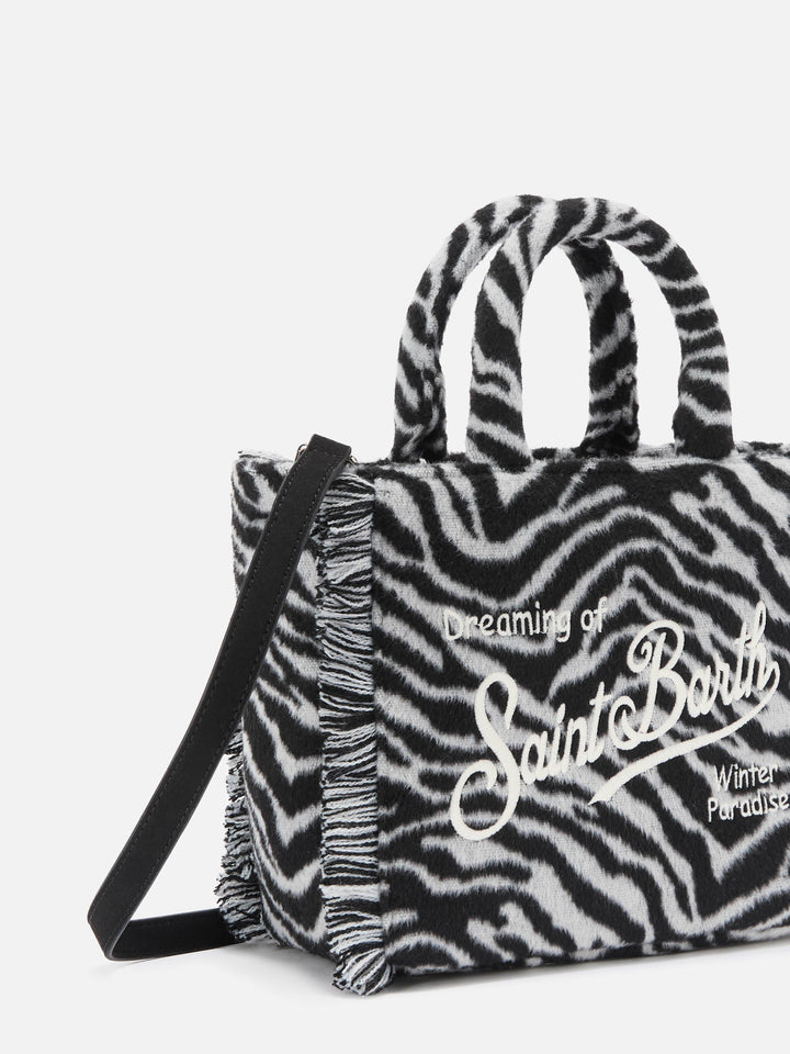 Mini Zebra Print Felt Vanity Bag
