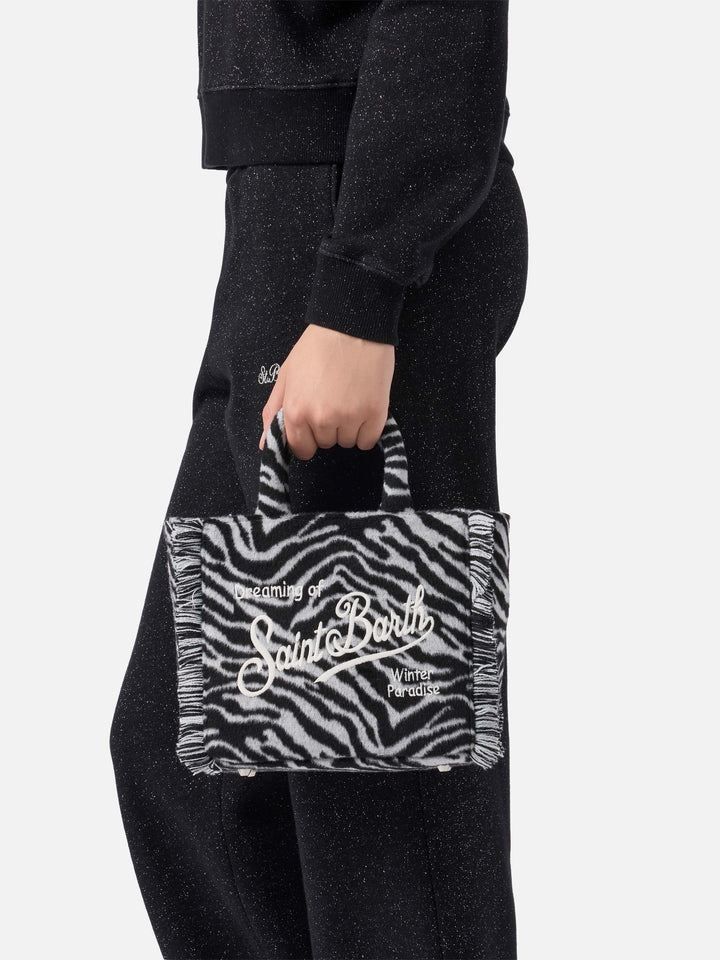 Mini Zebra Print Felt Vanity Bag