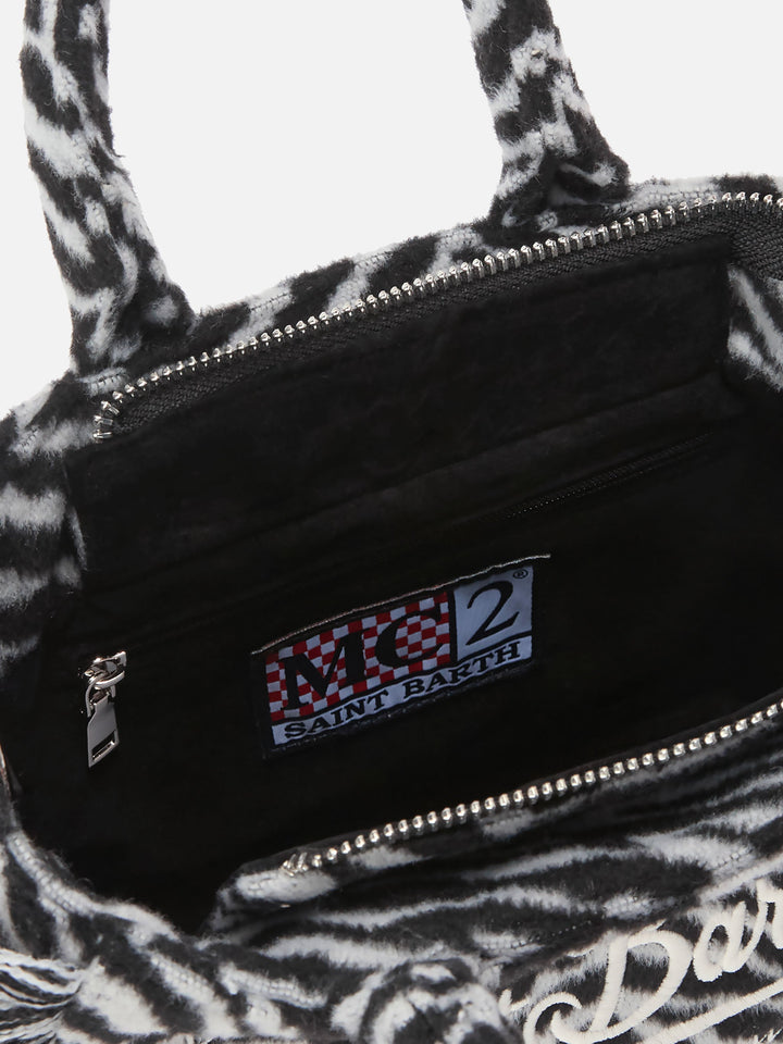 Mini Zebra Print Felt Vanity Bag