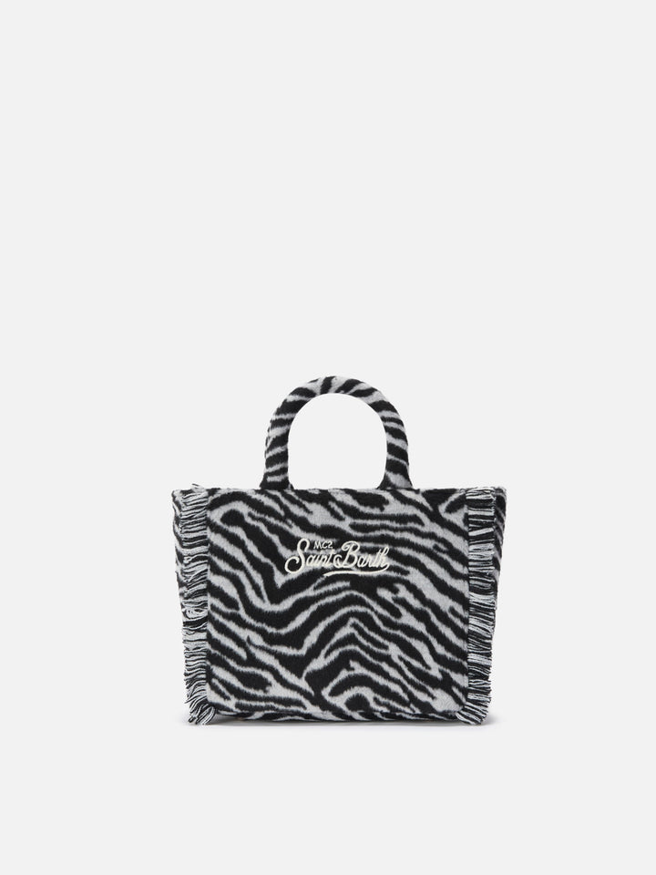Mini Zebra Print Felt Vanity Bag