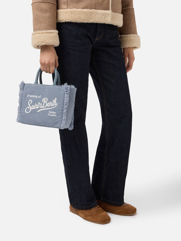 Mini Corduroy Vanity Bag in Dusty Blue
