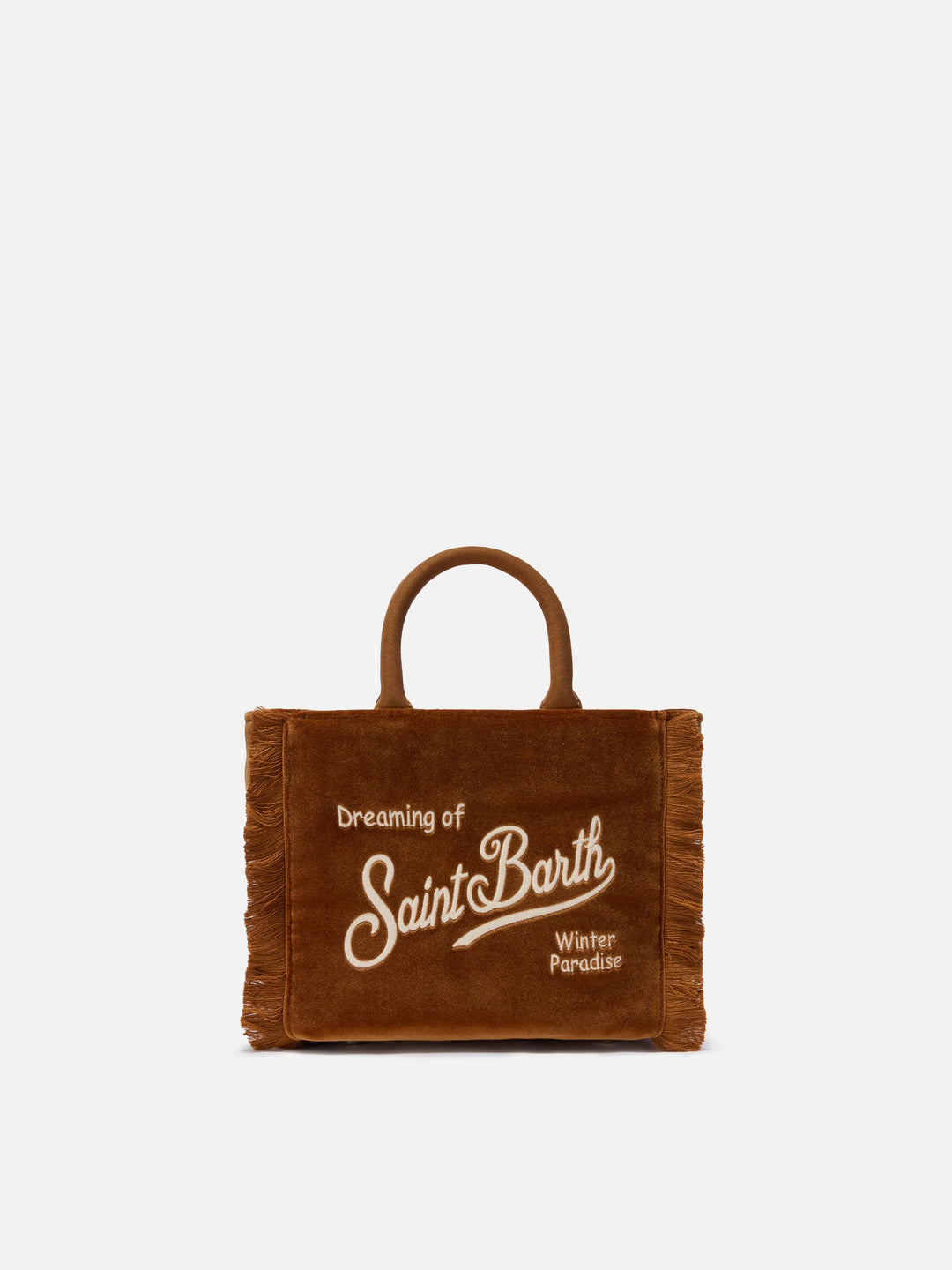 Mini Vanity Handbag in Brown Velvet and Faux Suede