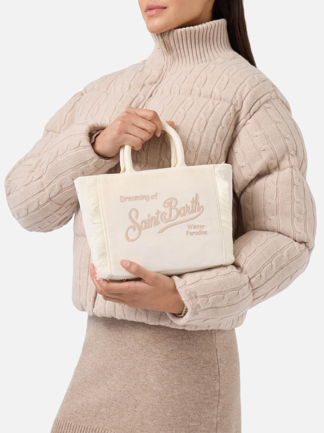 Mini Borsa Vanity in Velluto Bianco