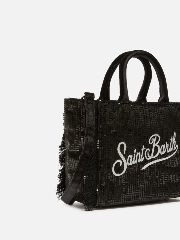 Mini Vanity Handbag in Black Velvet and Sequins