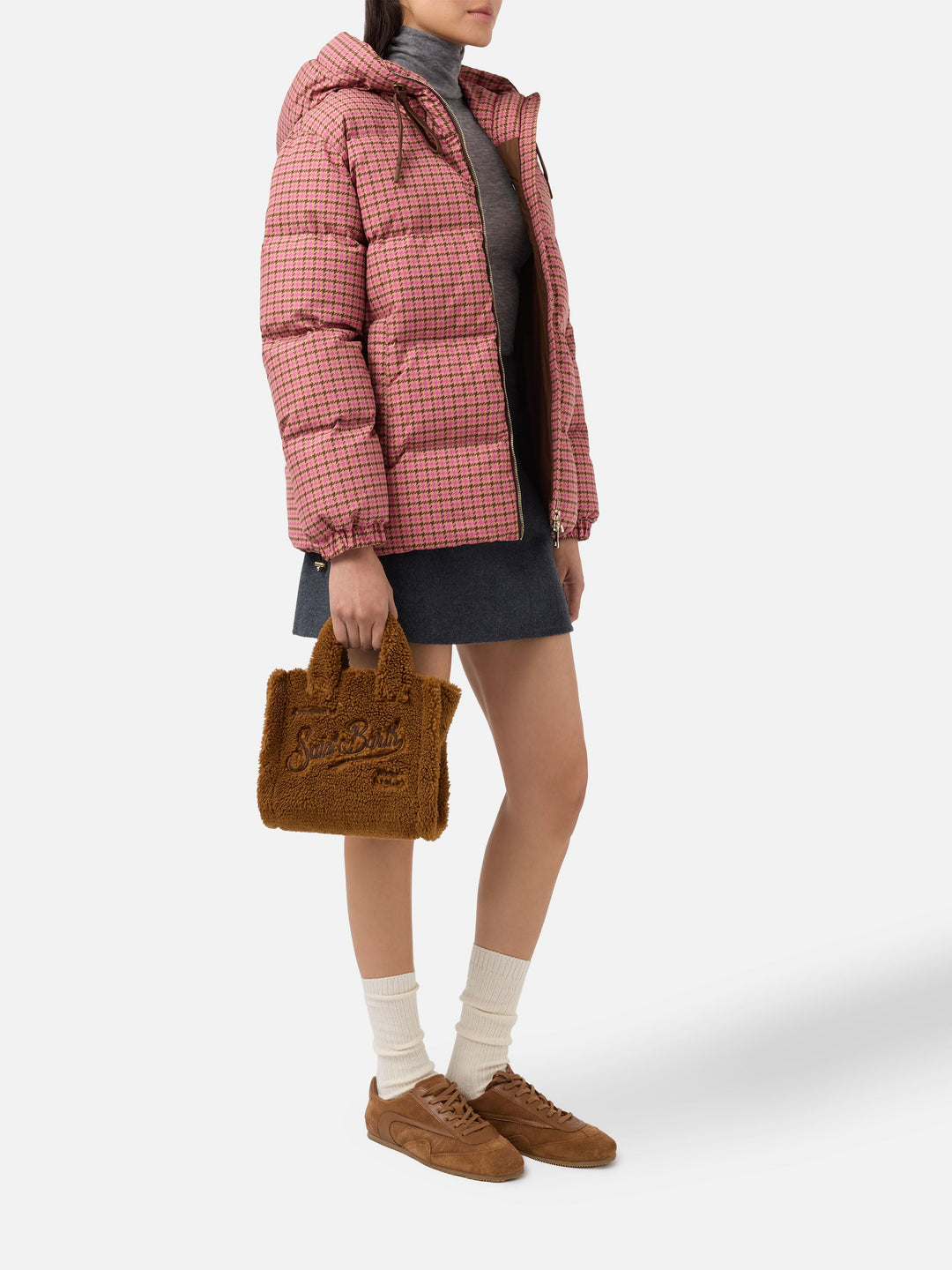 Mini Teddy Vanity Handbag in Brown Sherpa