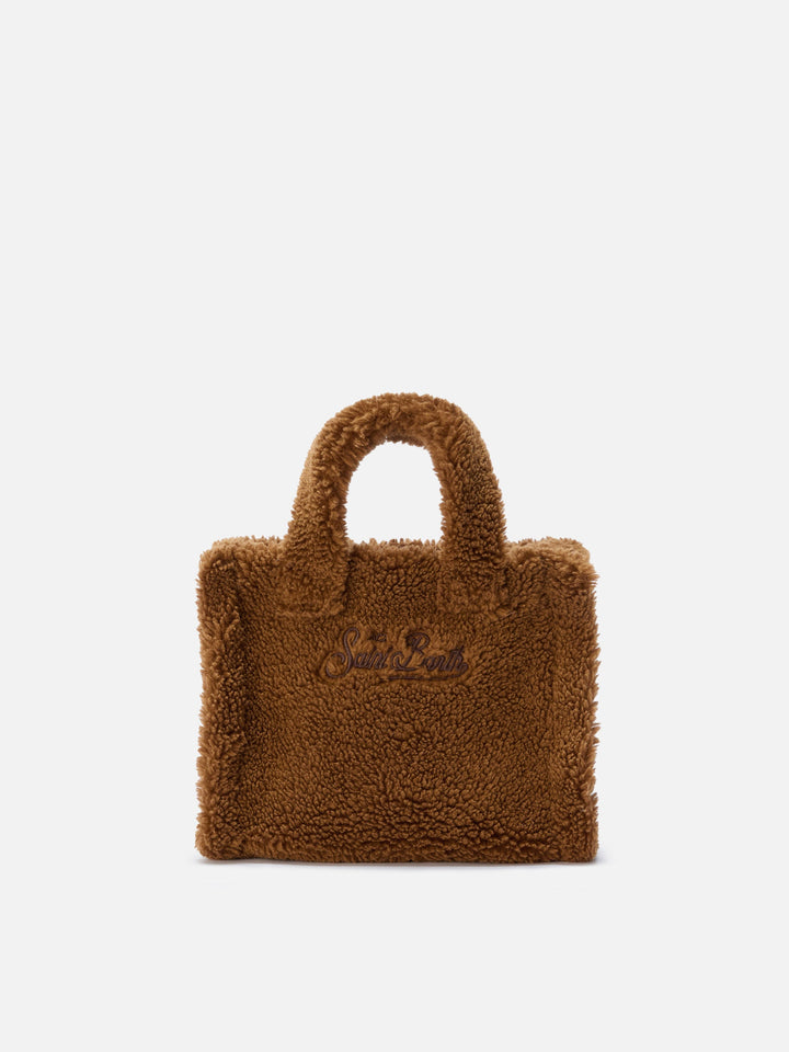 Mini Teddy Vanity Handbag in Brown Sherpa