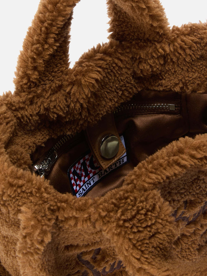 Mini Teddy Vanity Handbag in Brown Sherpa