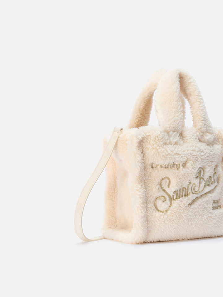 Mini Teddy Vanity Handbag in White Sherpa