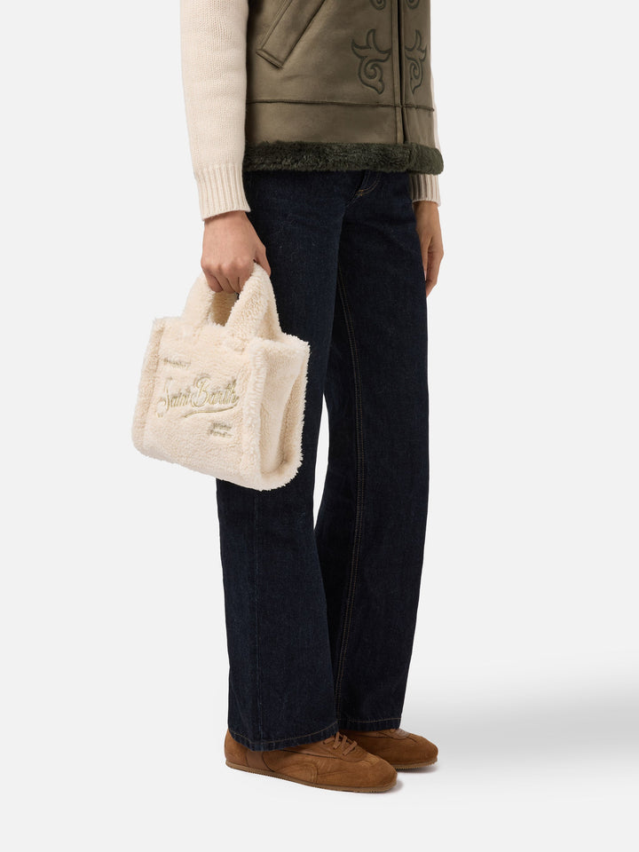Mini Teddy Vanity Handbag in White Sherpa