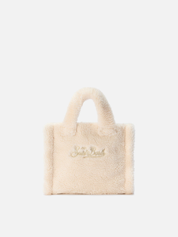 Mini Teddy Vanity Handbag in White Sherpa
