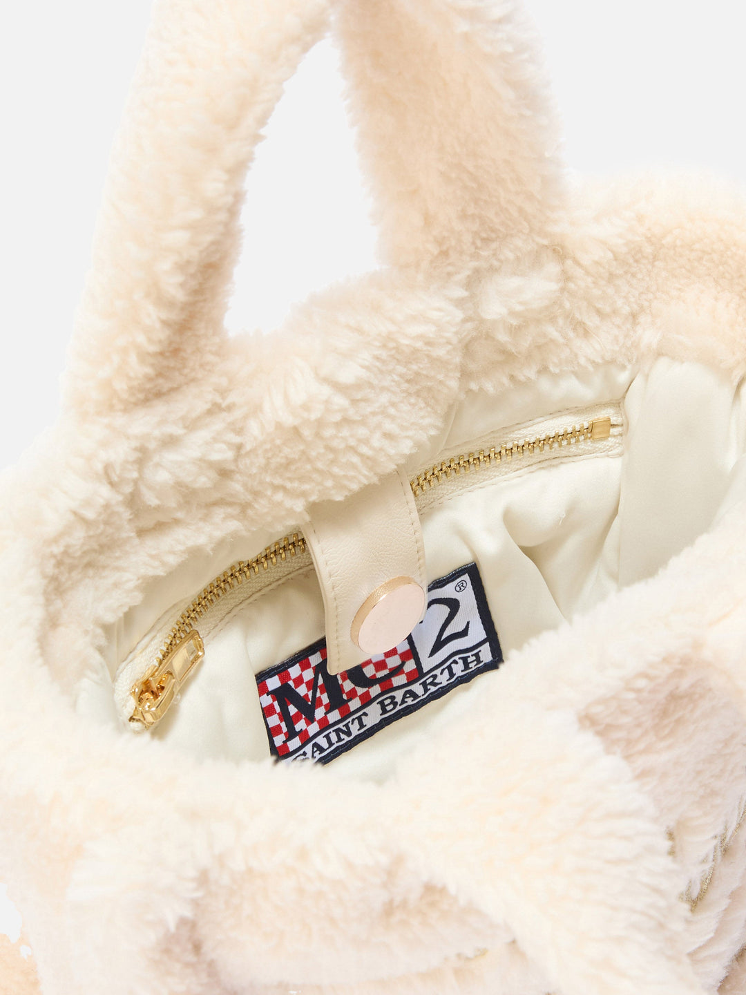 Mini Teddy Vanity Handbag in White Sherpa