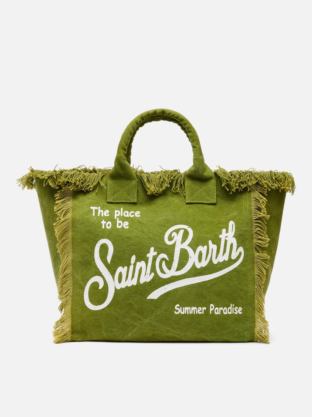 Shopping Bag Vanity in Canvas di Cotone Verde Militare