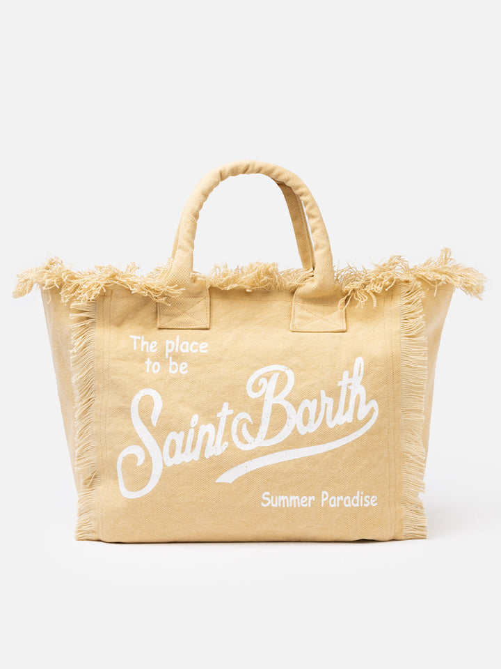 Vanity Beige Cotton Canvas Shoulder Bag
