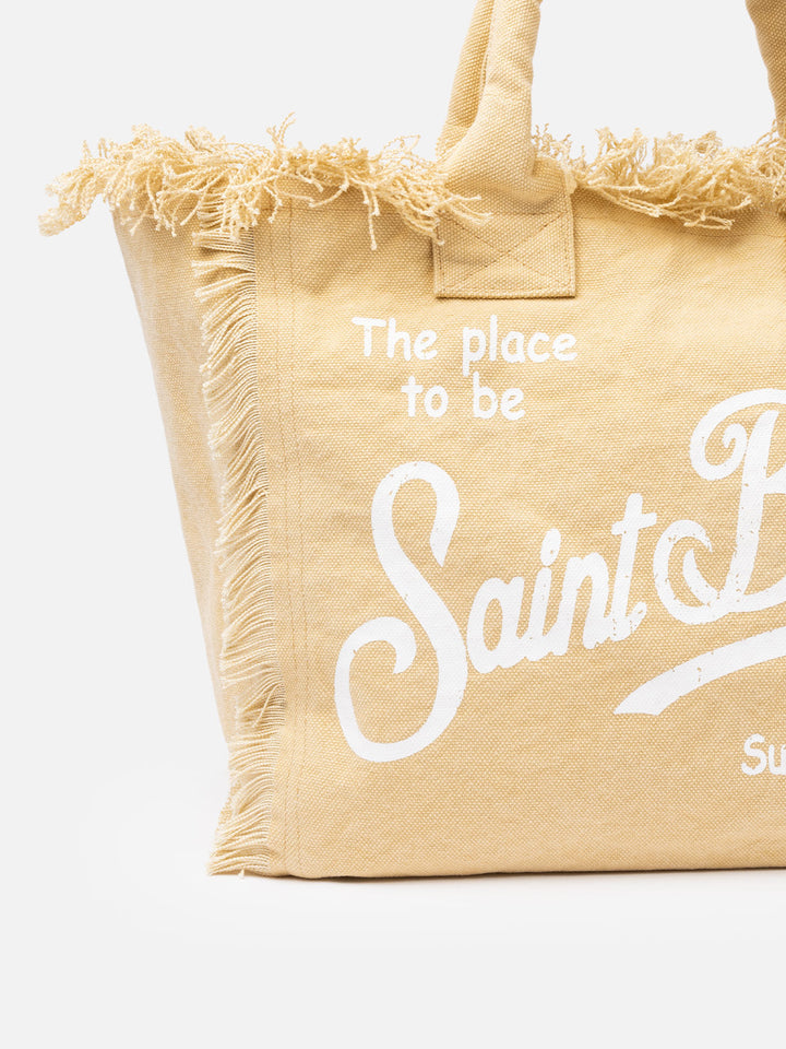 Vanity Beige Cotton Canvas Shoulder Bag