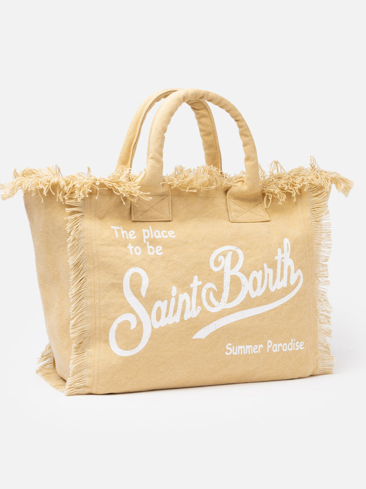 Vanity Beige Cotton Canvas Shoulder Bag