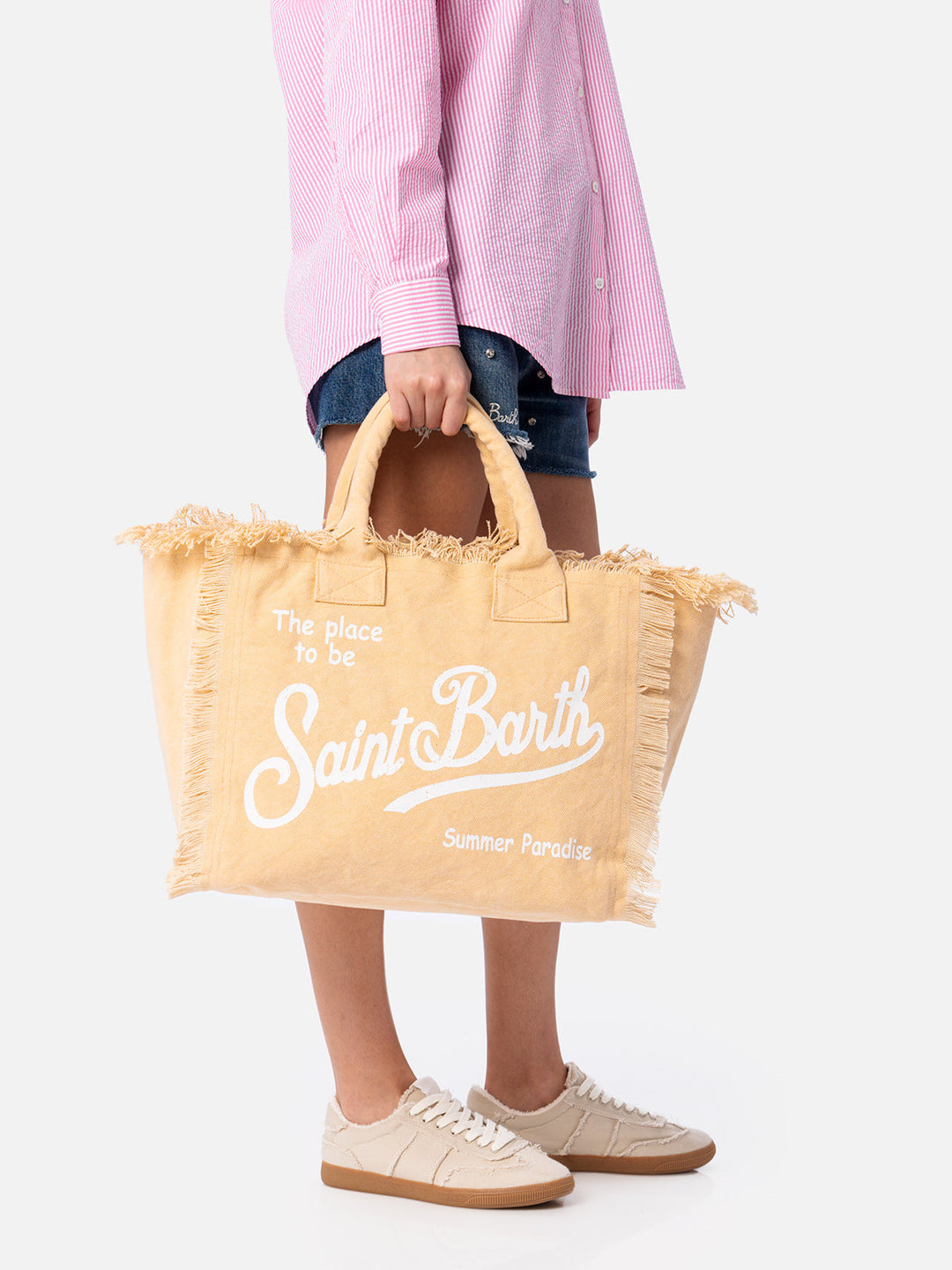 Vanity Beige Cotton Canvas Shoulder Bag