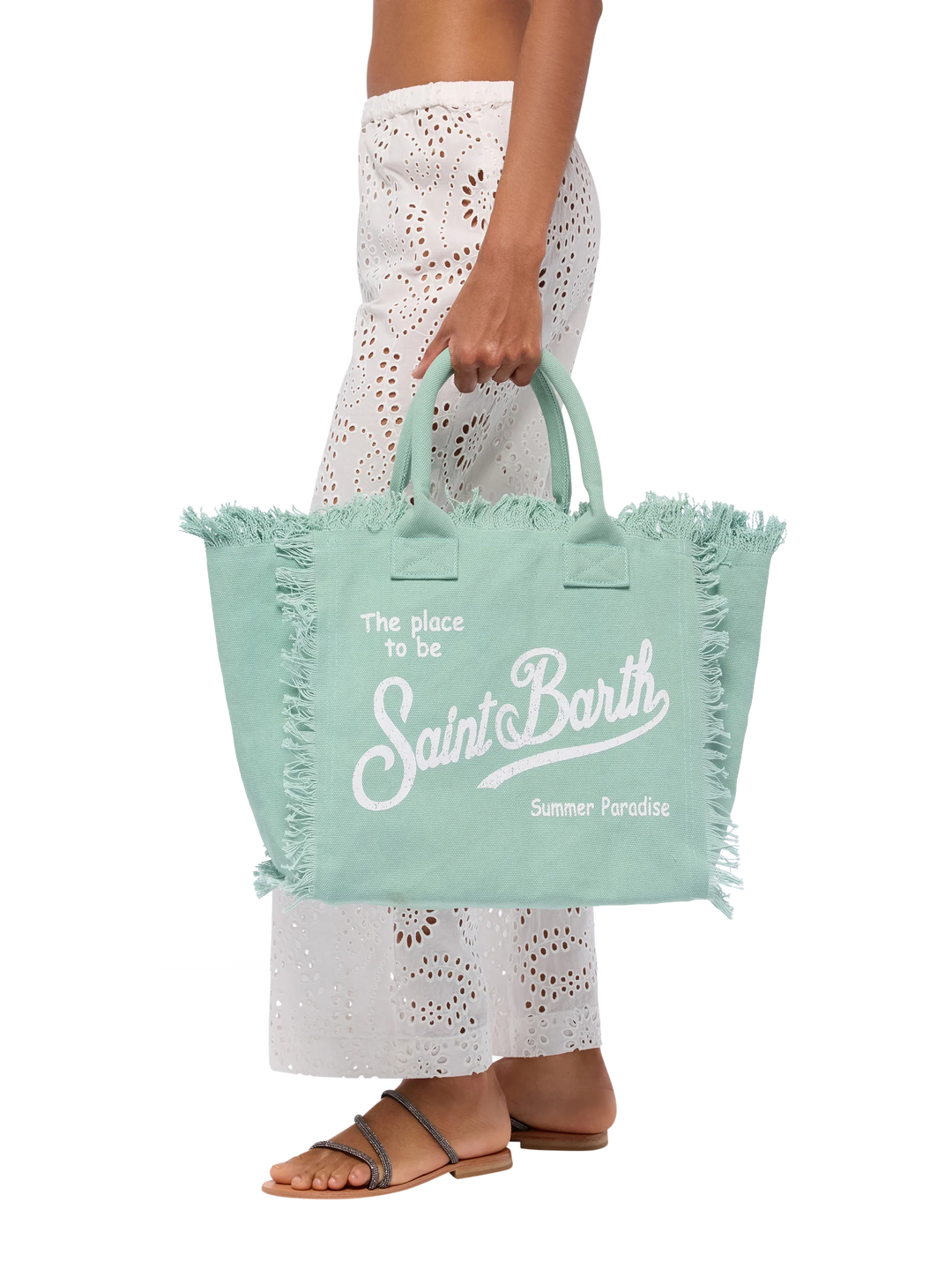 Shopping Bag Vanity in Canvas di Cotone Verde Salvia