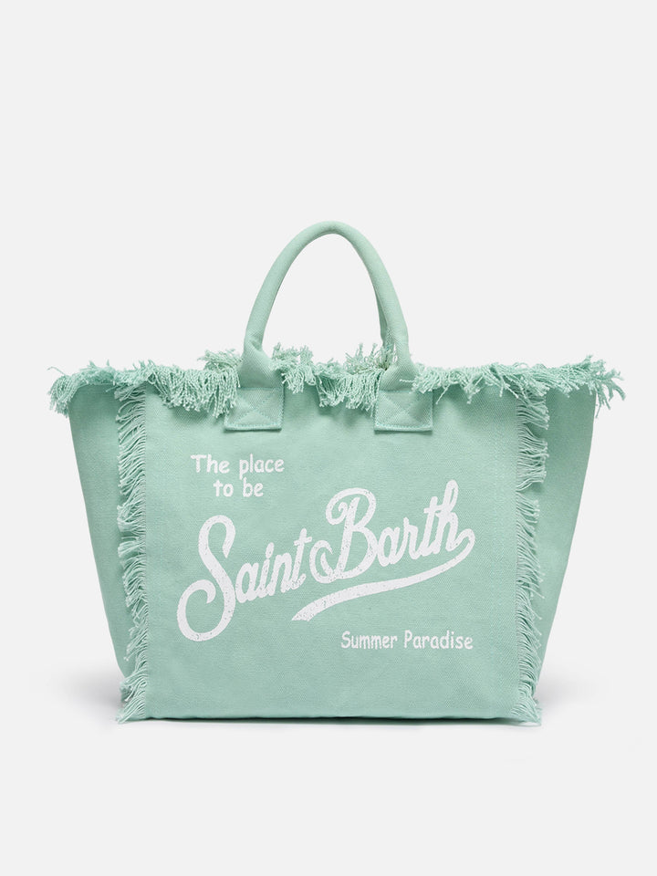 Shopping Bag Vanity in Canvas di Cotone Verde Salvia