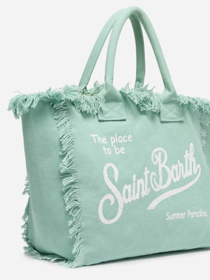 Shopping Bag Vanity in Canvas di Cotone Verde Salvia