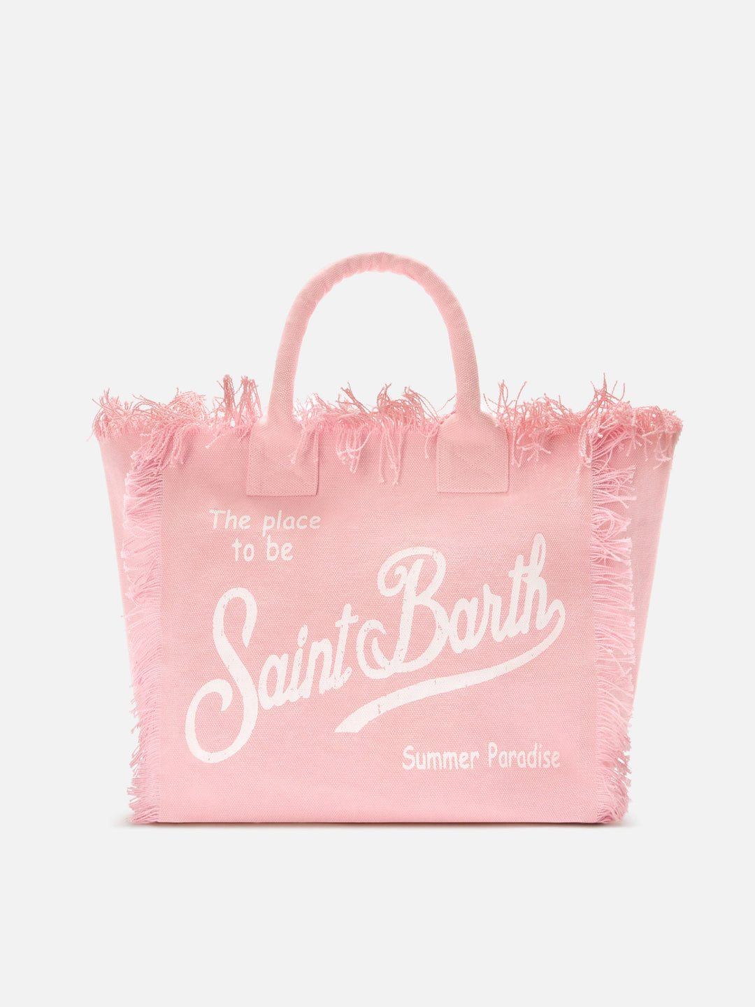 Regular Pink Canvas Vanity Bag with Fringe