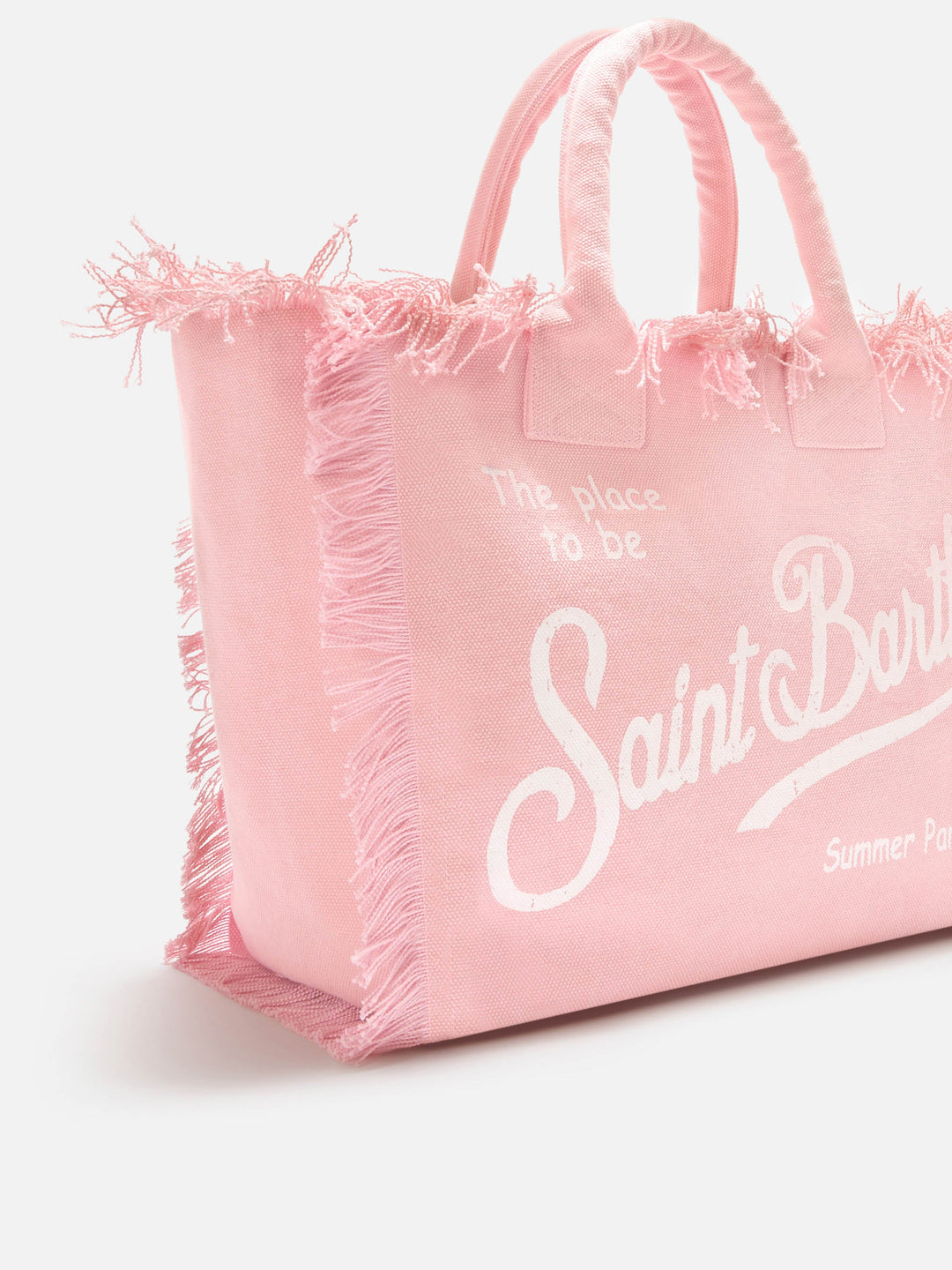 Regular Pink Canvas Vanity Bag with Fringe