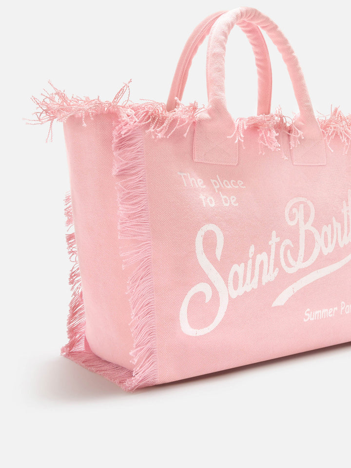 Regular Pink Canvas Vanity Bag with Fringe