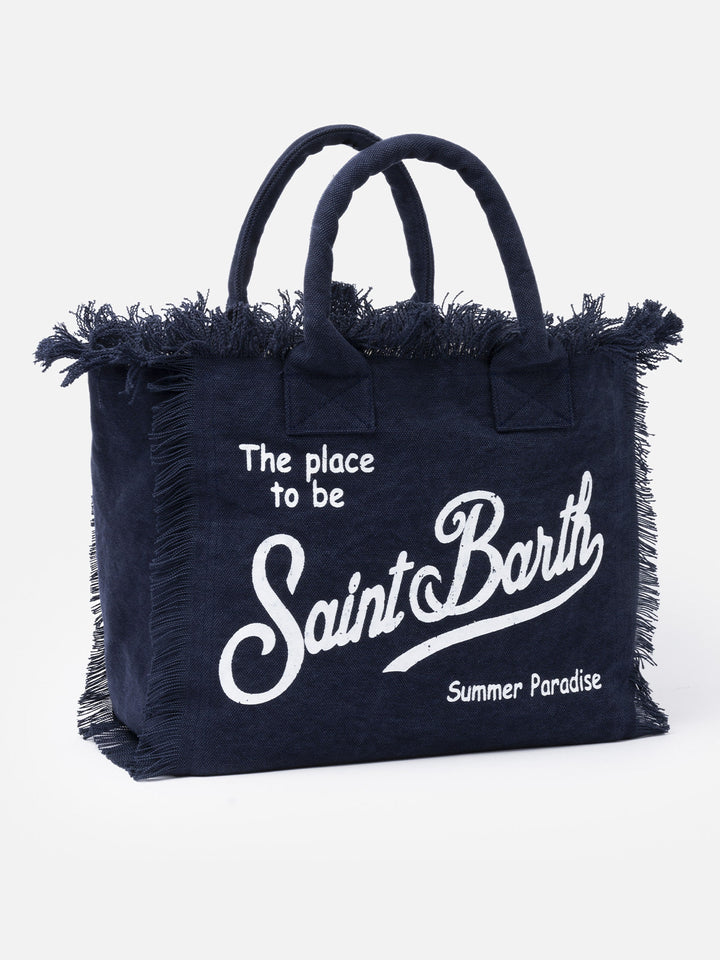 Borsa a spalla Vanity in cotone blu navy
