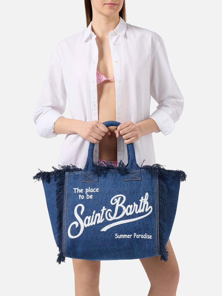 Borsa Vanity regular in denim lavaggio scuro