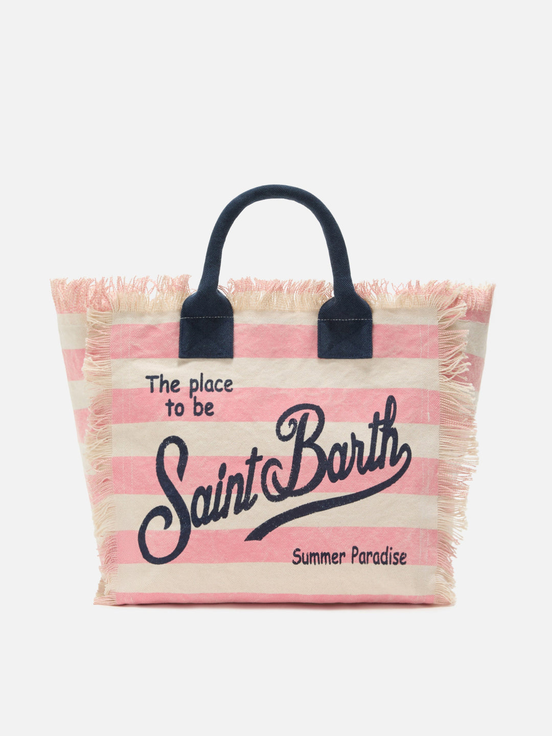 Vanity Bag in Horizontal Pink Stripe Canvas