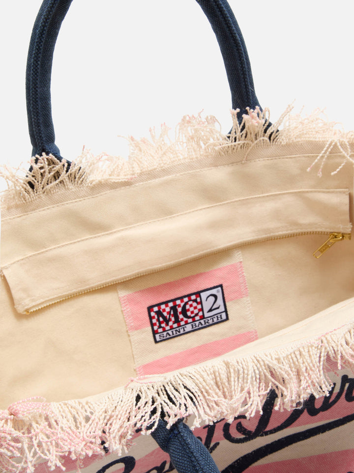 Vanity Bag in Horizontal Pink Stripe Canvas