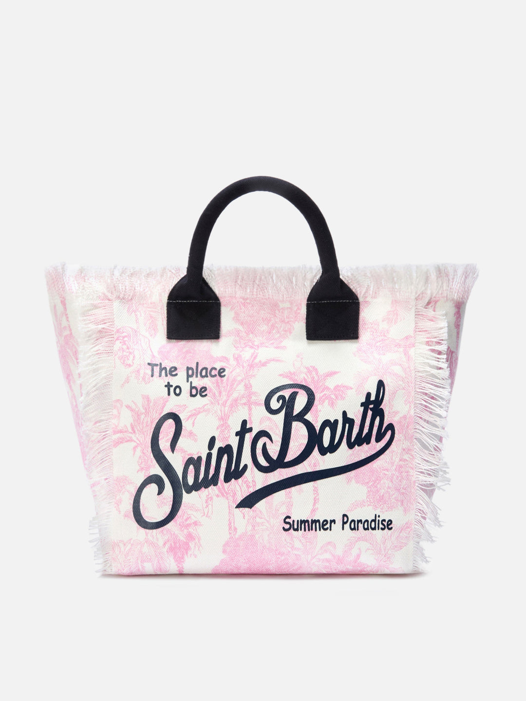 Regular Canvas Vanity Bag with Pink Toile de Jouy Print